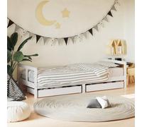 Swpsd Kids Bed Frame House Bed Base with Drawers, Treehouse Style Bed for Kids with Storage Underneath White 80x200 cm Solid Wood Pine Furniture white Cots & Toddler Beds Option3