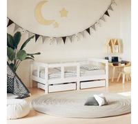 Swpsd Kids Bed Frame House Bed Base with Drawers, Treehouse Style Bed for Kids with Storage Underneath White 70x140 cm Solid Wood Pine Furniture white Cots & Toddler Beds