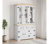 Swpsd Kitchen Storage Cupboard Freestanding Tall Bookcase Cabinet Wooden Storage Cabinet for Living Room Bedroom Kitchen Corona White 112x43x196 cm Solid Wood Mexican Pine