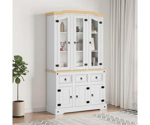 Swpsd Kitchen Storage Cupboard Freestanding Tall Bookcase Cabinet Wooden Storage Cabinet for Living Room Bedroom Kitchen Corona White 112x43x196 cm Solid Wood Mexican Pine