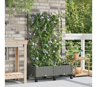 Swpsd Light Grey PP Garden Planter with Trellis and Wheels for Outdoor Patio, 80x40x131.5cm, 2 Pack 3422987