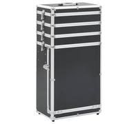 Swpsd Makeup Trolley Cosmetic Storage Box Makeup Case Organizer Aluminium Black cart Model91812