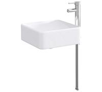 Swpsd Modern Bathroom Wash Basin Chrome Ceramic 36.5x36.5x13 cm with Faucet Quick Drain for Indoor Contemporary Bathroom 890250