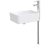 Swpsd Modern Bathroom Wash Basin Chrome Ceramic 40.5x30.5x13 cm with Faucet Quick Drain for Indoor Contemporary Bathroom 890248