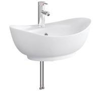 Swpsd Modern Bathroom Wash Basin Chrome Ceramic 59x35x21cm with Faucet and Drain for Contemporary Indoor Bathroom 890218