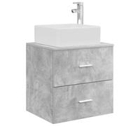 Swpsd Modern Wall-Mounted Sink Vanity Engineered Wood Concrete Grey 49.5x41x63cm Silver Handles 2 Drawers with Washbasin Quick Drain for Compact Bathroom 890273