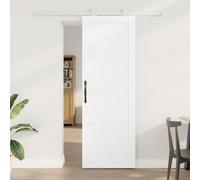 Swpsd Modern White Matte Finish Solid Pine Wood Sliding Door for Indoor Living Room - Easy Installation Required Model3333385