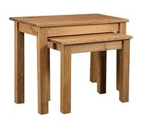 Swpsd Nesting Tables 2 pcs Solid Pine Wood Panama Range Furniture brown Nest Table