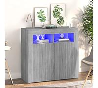 Swpsd Sideboard with LED Lights Grey Sonoma 80x35x75 cm Cabinet grey sonoma Sideboard