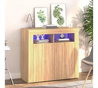 Swpsd Sideboard with LED Lights Sonoma Oak 80x35x75 cm Cabinet sonoma oak Sideboard