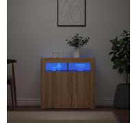 Swpsd Sideboard with LED Lights Sonoma Oak 80x35x75 cm Cabinet sonoma oak Sideboard