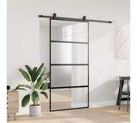 Swpsd Sliding Door with Hardware Set Black 102.5x205 cm Tempered Glass Sliding Door Building Materials Model3375891