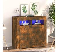 Swpsd Smoked Oak Sideboard Buffet Cabinet - LED Lit, Living Room & Kitchen Storage, 80x35x75 cm