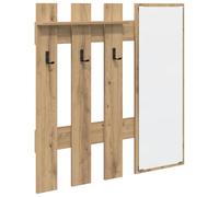 Swpsd Wall-Mounted Coat Rack Artisan Oak 100 x 10 x 100 cm Hooks for Hanging Coats Model874514