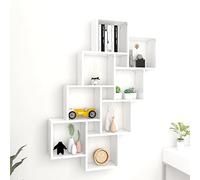 Swpsd Wall-Mounted Cube Shelf White 90x15x119 cm Modern Engineered Wood Cubby Shelf Living Room Decorative Display Shelf