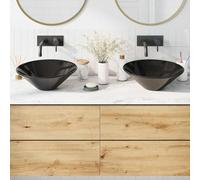 Swpsd Wash Basins 2 pcs Gloss Black Ø42x14 cm Ceramic Sink Model42000314