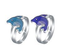 swqfzki Mood Rings 2 Pcs Heart-Shaped and Turtle Dinosaur Unicorn Horse Ring Color Change Eyes Emotion Feeling Finger Ring Butterfly Moon and Star Mood Rings Size Adjustable for Womens Girls, One Size