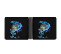 SWQNHTYC Blue Dolphin Womens Pocket Wallet Case Leather Bifold Credit Card Holder
