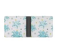 SWQNHTYC Blue Octopus Women's Small Wallet Change Pouch Leather Card Wallet Organizer