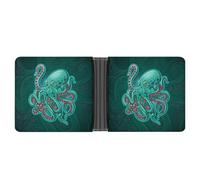 SWQNHTYC Blue Octopus Women's Small Wallet Change Pouch Leather Card Wallet Organizer