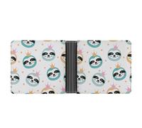 SWQNHTYC Blue Yellow Sloth Women's Small Wallet Change Pouch Leather Card Wallet Organizer