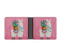 SWQNHTYC Cactus Alpaca Women's Small Wallet Change Pouch Leather Card Wallet Organizer