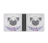 SWQNHTYC Cartoon Pug Womens Pocket Wallet Case Leather Bifold Credit Card Holder