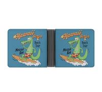 SWQNHTYC Dinosaur Surfing Womens Pocket Wallet Case Leather Bifold Credit Card Holder
