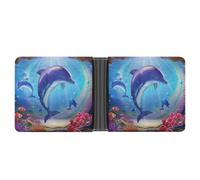 SWQNHTYC Dolphins Wallet Women Bifold Multi Card Slots Ladies Mini Purse