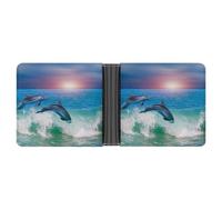 SWQNHTYC Dolphins Womens Pocket Wallet Case Leather Bifold Credit Card Holder