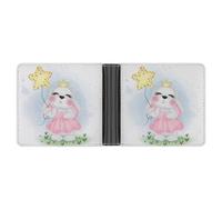 SWQNHTYC Elephant Pink Womens Pocket Wallet Case Leather Bifold Credit Card Holder