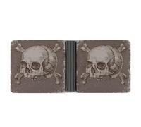 SWQNHTYC Gray Pirate Skull Women's Small Wallet Change Pouch Leather Card Wallet Organizer