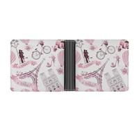 SWQNHTYC Pink Paris Women's Small Wallet Change Pouch Leather Card Wallet Organizer