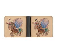 SWQNHTYC Pirate Ship Women's Small Wallet Change Pouch Leather Card Wallet Organizer