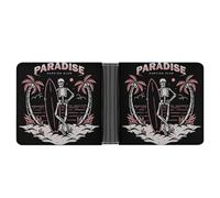 SWQNHTYC Surfboard Skull Wallet Women Bifold Multi Card Slots Ladies Mini Purse