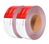 SWRT Reflective Tape 2 Inch x 200 Feet Red & White, DOT-C2 Approved, Strong Adhesive, Waterproof, Safety Tape for Vehicles, Trailers, Boats, Signs