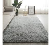 Swsen Living Room Rug Ultra Soft - Modern Fluffy Rugs Extra Large Small Medium Rectangular Size - Indoor Shaggy Area Carpets Non Shedding Washable for Bedroom Home Decor, Silvergrey, 100x120 cm