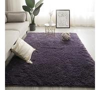 Swsen Living Room Rug Ultra Soft - Modern Fluffy Rugs Extra Large Small Medium Rectangular Size - Indoor Shaggy Area Carpets Non Shedding Washable for Bedroom Home Decor, Greypurple, 50x200 cm