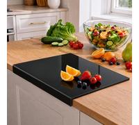 SWSKR Clear Acrylic Cutting Board with Counter Lip,1pcs Black - 23''x17'' | Non-Slip Base, 60% Thicker, BPA-Free Food-Safe, Easy Clean, Protects Countertops, for Bread Meat Veggies, Kitchen Essential