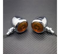 SWSSJUAN Turning Indicators 2Pcs UniversalMotorbike Metal Turn Signal Light Motorcycle Indicator Lamp For Harley Chopper Bobber For Cafe Racer(Chrome 1 Pair)
