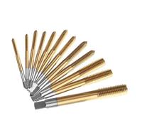 SWTHM 12 Pcs Spiral Point Threading Tap Set, M2-M8, Titanium Plated, HSS 6542, Metal, Straight Shank, 2 Flutes, 2-8mm, 1 Count