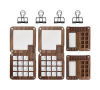 SWTHM 4 Pcs Wooden Mini Travel Paint Palette, 8 Grids+15 Grids Portable Watercolor Palette with 4 Pcs Retaining Clamps, Magnetic Acrylic Paint Mixing Palette, for Outdoor Painting, Sketching