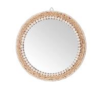 SWTHONY 15 Inch Boho Round Hanging Wall Mirror Decorative Rattan Circle Wall Mounted Mirror for Farmhouse, Living Room, Bedroom, Bathroom