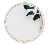 SWTHONY 20 Inch Boho Beaded Mirror Wall Decor, Decorative Round for Wall Girl Room Decor, Farmhouse Circle Rattan Mirror for Living Room, Bedroom
