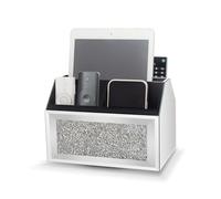 SWTHONY 360 Rotating Control Holder, Silver Crushed Diamond TV Remote Holder, Remote Desk Organizer Storage for Pad Phone Pen and Pencils, Makeup Brush Holder, Remote Caddy Holder for Bed Living Room