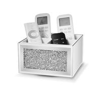 SWTHONY 360 Rotating TV Remote Control Holder Caddy Storage for Table, Silver Bling Crushed Diamond Organizer for Pens and Pencils, Make Up Brushes