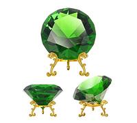 SWTHONY Crystal Diamond Paperweight, Backgrand for Nail Pictures, Hedgehog Chaos Emerald, Big Fake Diamond with Gold Metal Base (Green, 100mm)
