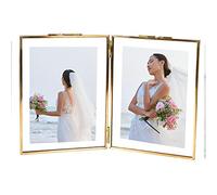 SWTHONY Double Folding 5x7 Brass Photo Frames Gold Vintage Style Herbarium for Pressed Flowers Plants Specimen Certificate Holder Clip Table Display