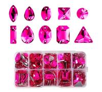 SWTHONY Peach Sew on Rhinestones for Crafting Mixed Shapes, Large Crystal Glass Gems Silver Plated Flatback Rhinestones Jewels for Crafts Clothes Fabric