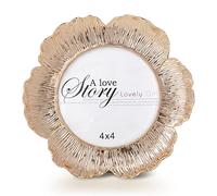 SWTHONY Round Floral Rose Gold Picture Frame, 4x4 Circular Flower Shaped Photo Frames with High Definition Glass Front for Wedding, Graduation